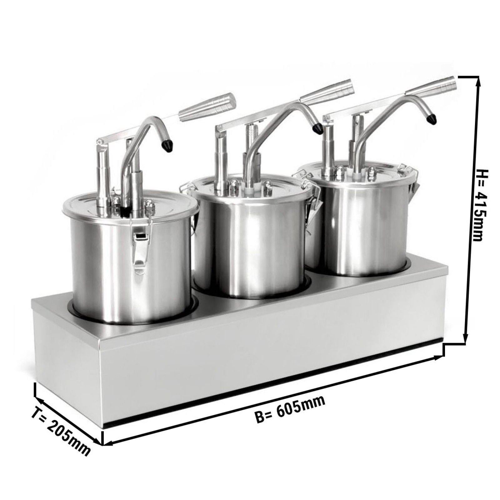 Дозатори для соусів (об'єм: 3x 4 л / підставка) GGM Gastro GSRK53#SET