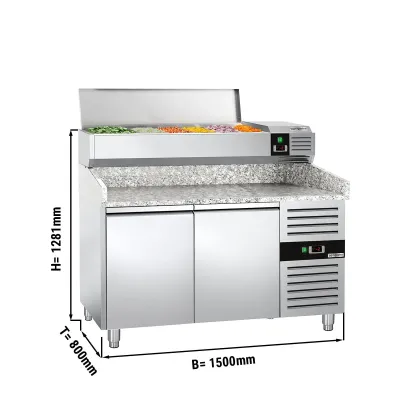 Холодильный стол для пиццы с настольной витриной PREMIUM  - 1,5 x 0,8 m GGM Gastro POS158ND#AGG154END
