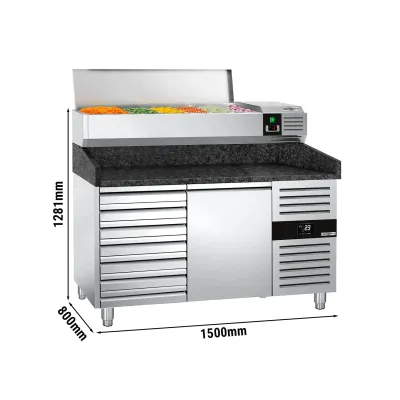 Холодильный стол для пиццы с настольной витриной PREMIUM - 1,5 x 0,8 m GGM Gastro POS158SSG#AGG154END