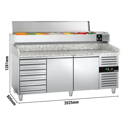 Холодильный стол для пиццы с настольной витриной PREMIUM - 2,0 x 0,8 m GGM Gastro POS208SND#AGG204END