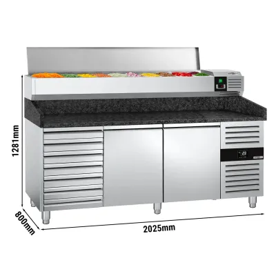 Холодильный стол для пиццы с настольной витриной PREMIUM - 2,0 x 0,8 m GGM Gastro POS208SSG#AGG204END