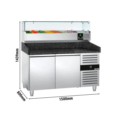 Холодильний стіл для піци зі скляною вітриною PREMIUM - 1,5 x 0,8 m GGM Gastro POS158SG#AGG153ND