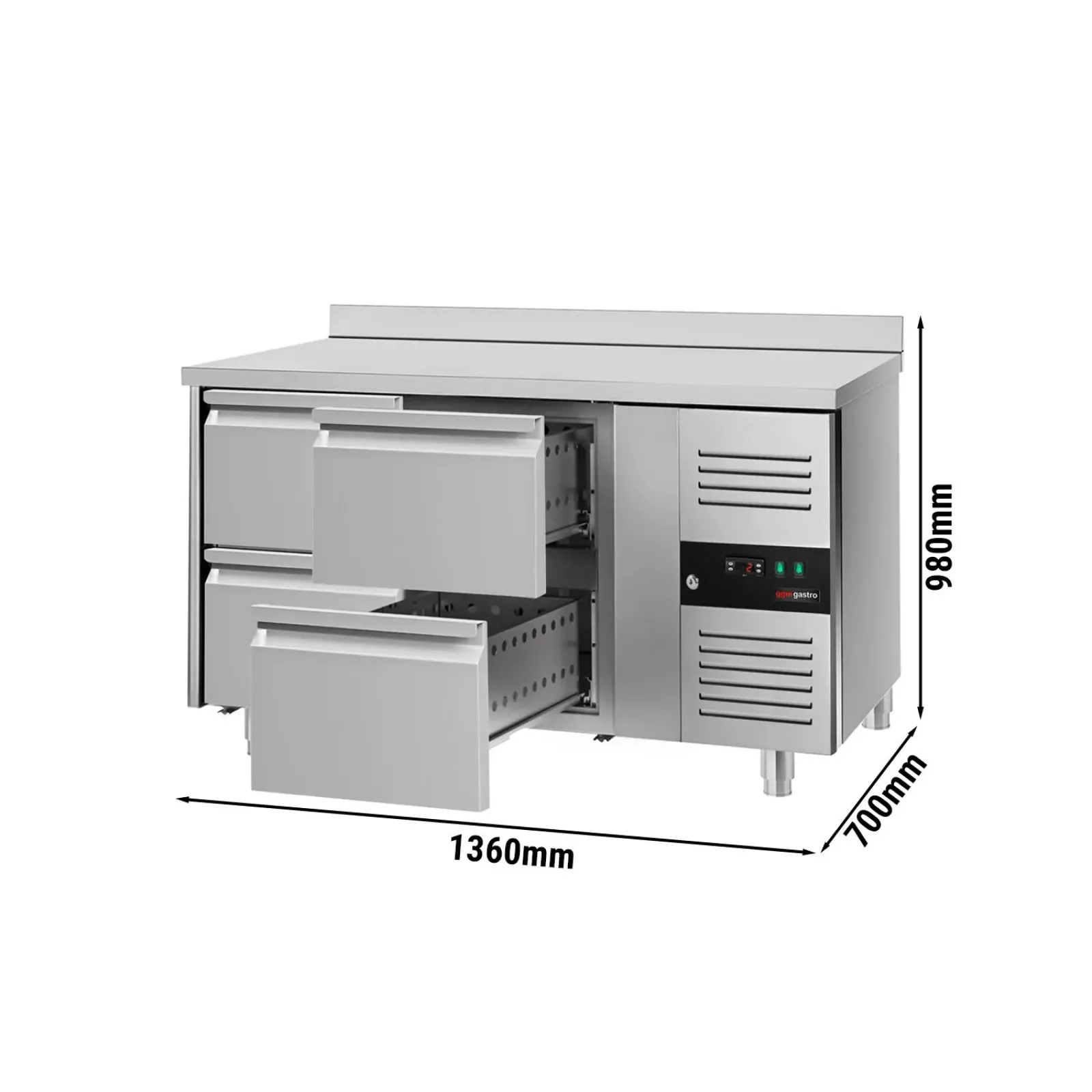 Холодильный стол ЕСО - 1,36 x 0,7 m 4 выдвиж.секции GGM Gastro KTS147AND#4S