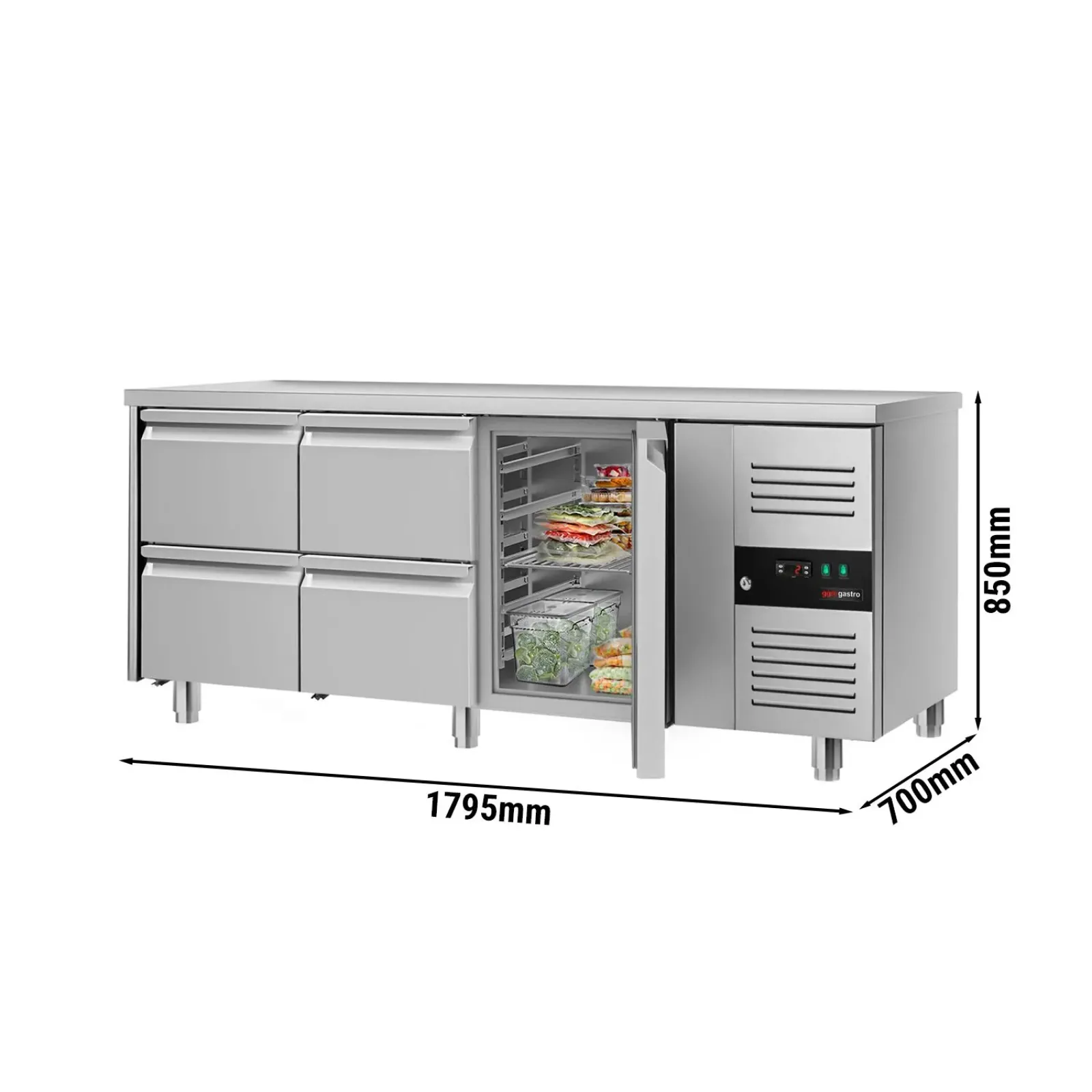 Холодильный стол ЕСО - 1,8 x 0,7 m 4 выдвиж.секции GGM Gastro KTS187ND#1T#4S