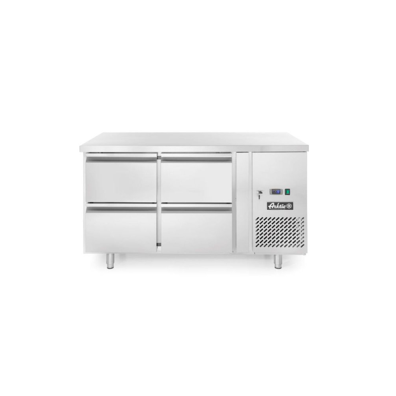 Холодильный стол Hendi 233764 Profi Line 700 с 4 ящиками и прикроватной тумбочкой - 230V / 250W - 0/8˚C - 1360x700x(H)850