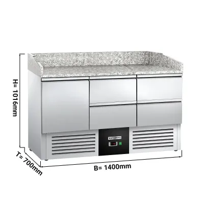 Холодильный стол с бортом  для пиццы ECO 1,4 x 0,7м GGM Gastro POG147ND#2#SBG1212