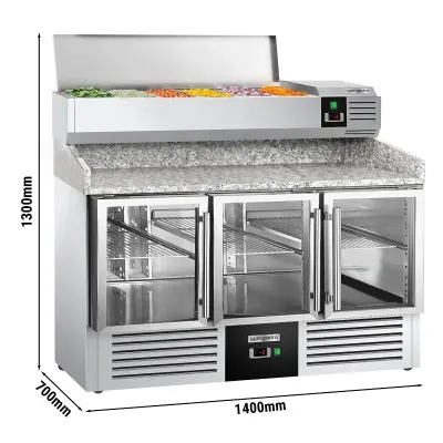Холодильный стол с витриной PREMIUM - 1,4 x 0,7 m GGM Gastro POG147ND#AGG143END#GT