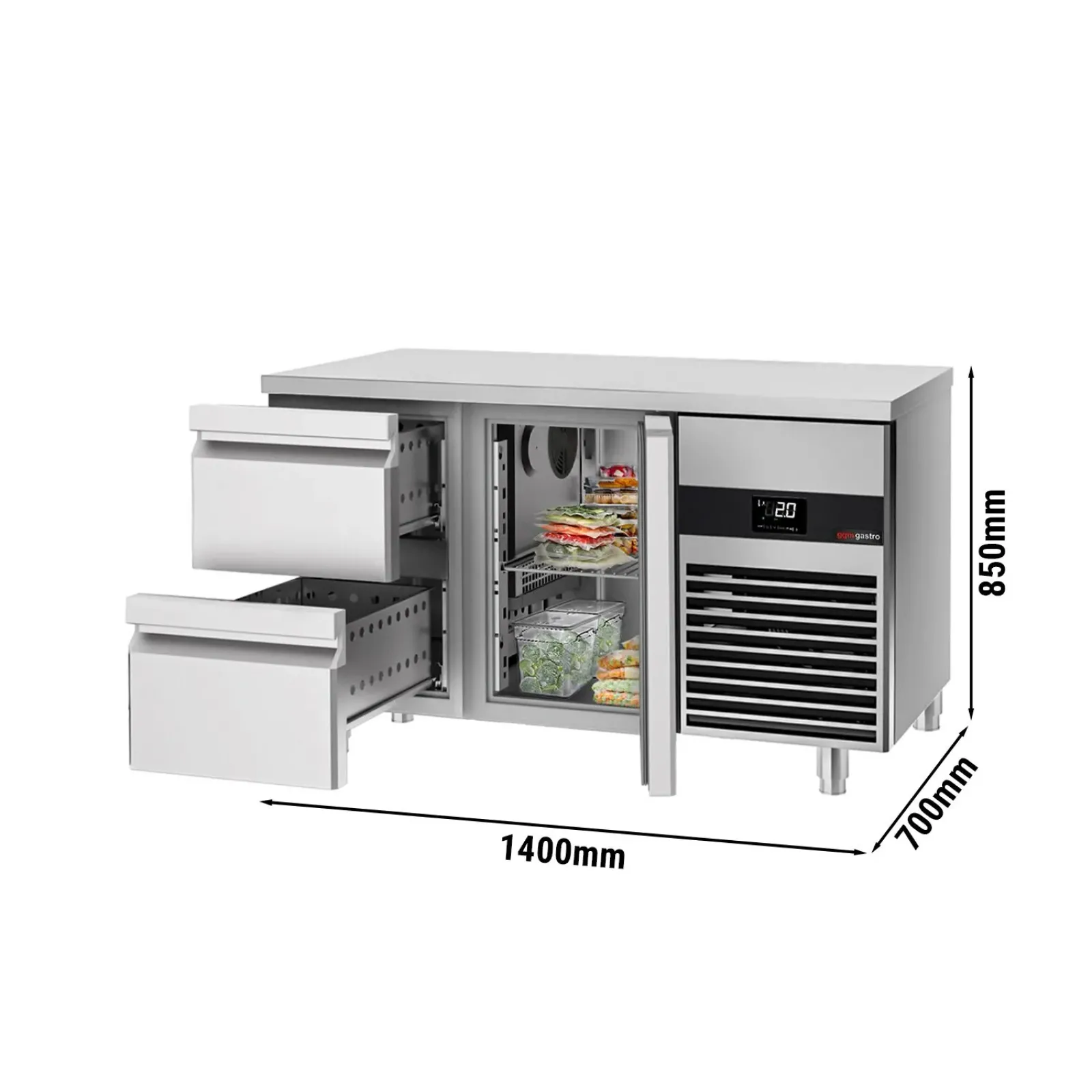 Холодильный стол PREMIUM - 1.4 x 0.7 m GGM Gastro KTF147ND-EF#1T#2S