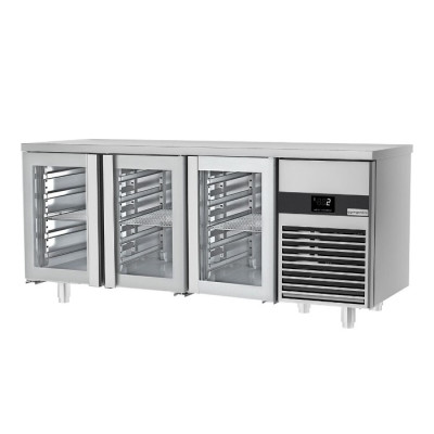 Холодильный стол PREMIUM - 1,86 x 0,7 м - 3 стекл.двери GGM Gastro KTF187ND-EF#3G