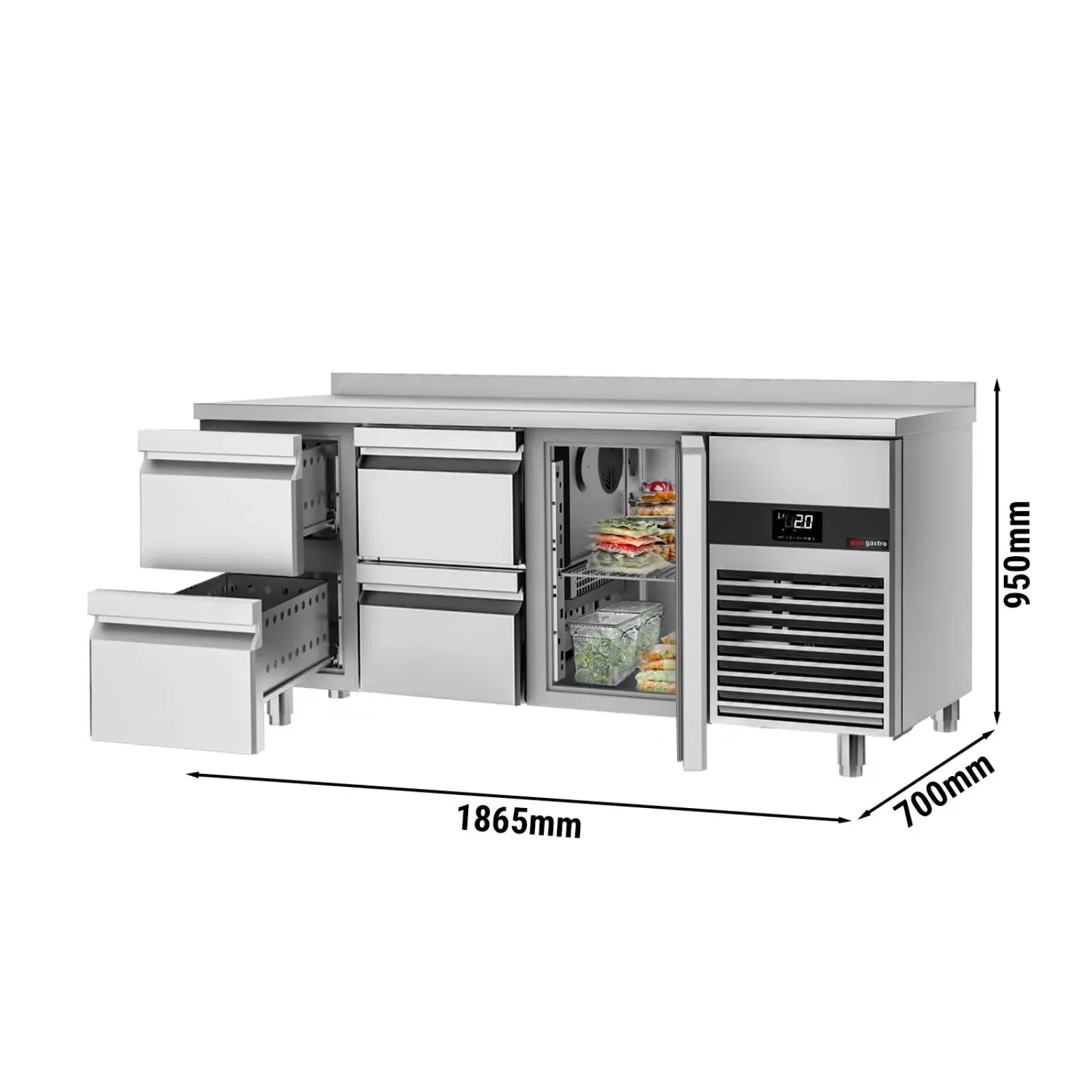 Холодильный стол PREMIUM - 1.86 x 0.7 m GGM Gastro KTF187AND-EF#1T#4S