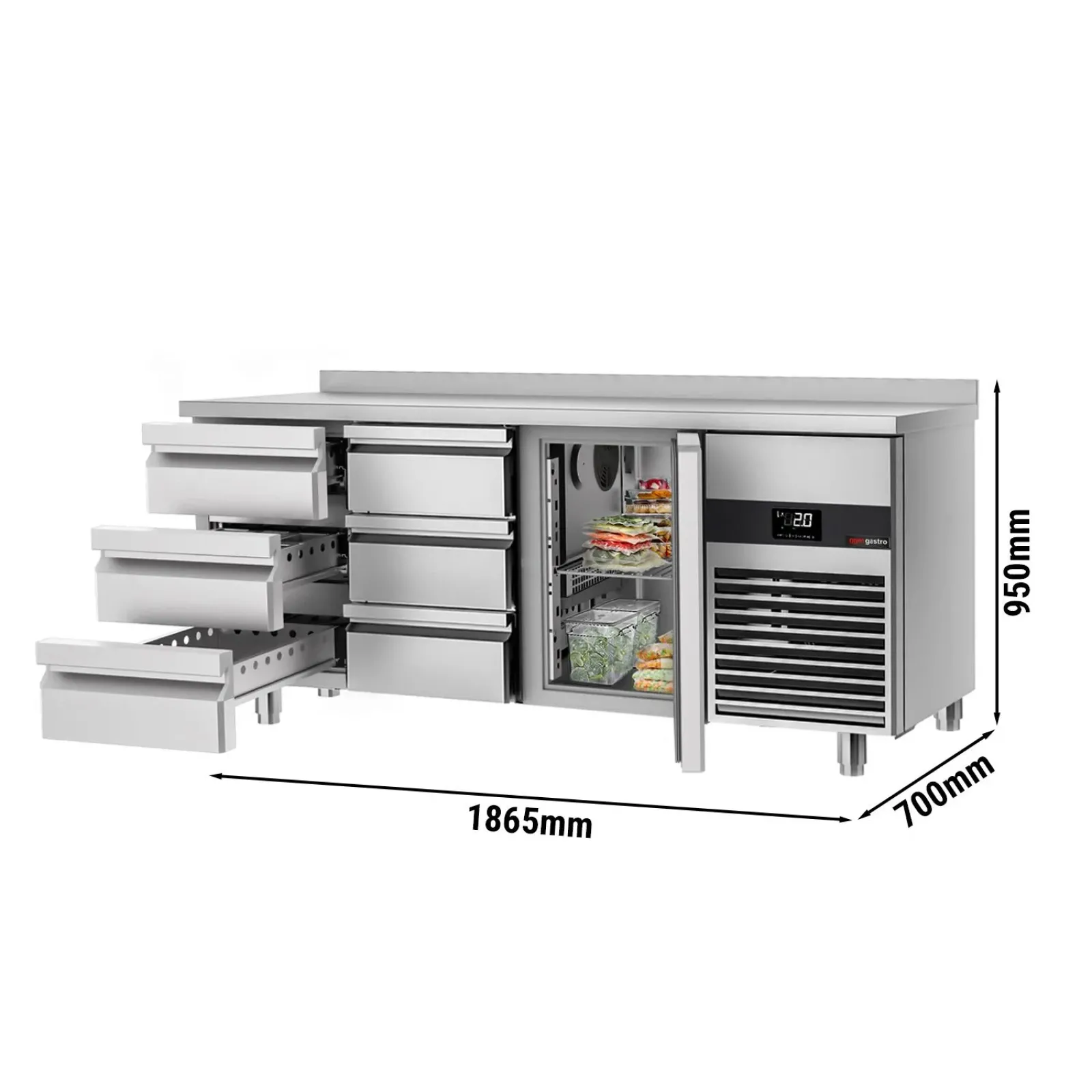 Холодильный стол PREMIUM - 1.86 x 0.7 m GGM Gastro KTF187AND-EF#1T#6S