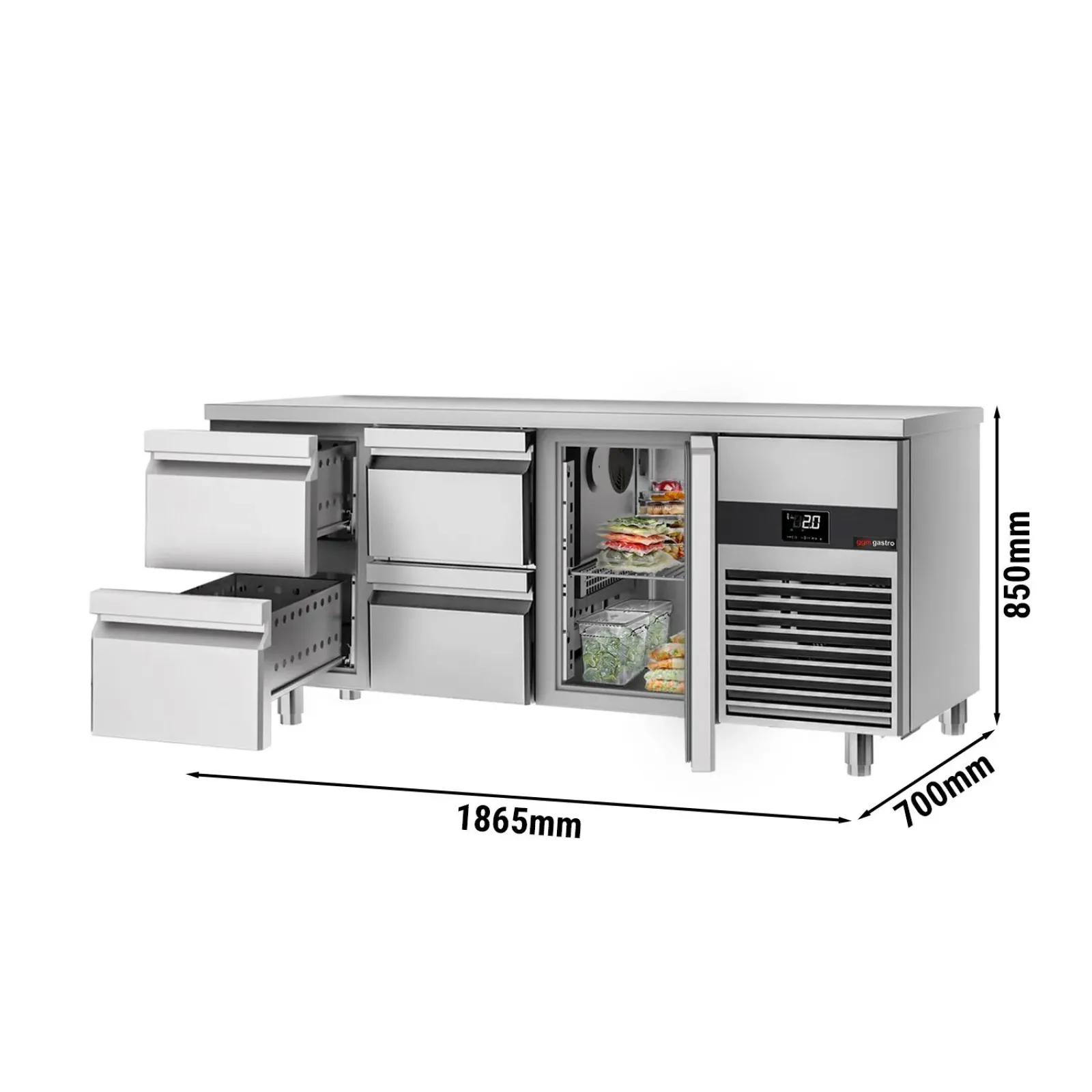Холодильный стол PREMIUM - 1.86 x 0.7 m GGM Gastro KTF187ND-EF#1T#4S