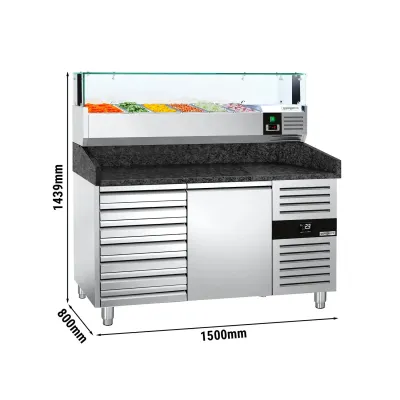 Холодильный стол саладетта для пиццы PREMIUM -1,5 x 0,8 m 190 л GGM Gastro POS158SSG#AGS154LND