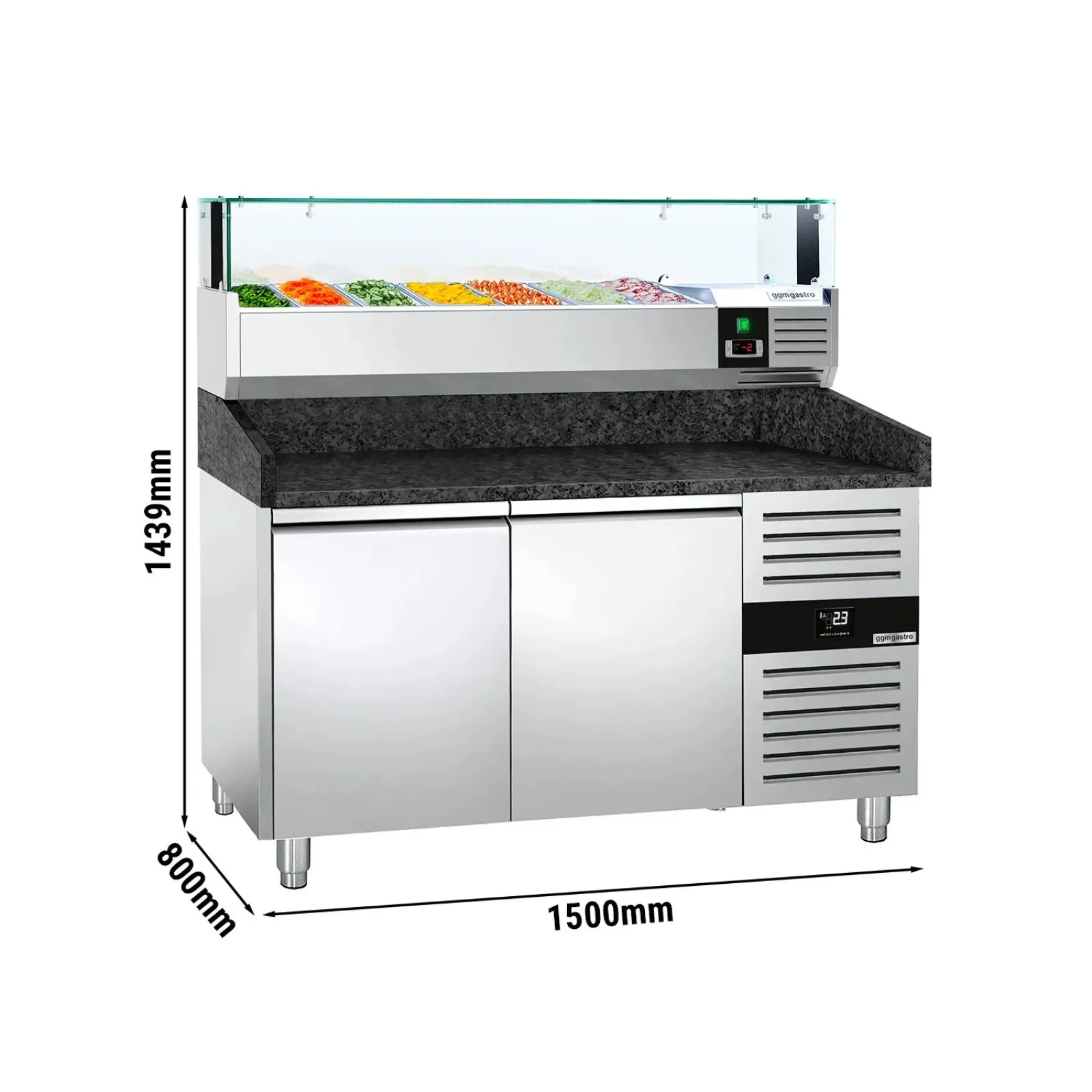 Холодильний стіл саладетта для піци PREMIUM - 1,5 x 0,8 m GGM Gastro POS158SG#AGS153LND 