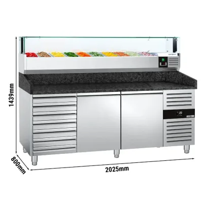 Холодильный стол саладетта для пиццы PREMIUM - 2,0 x 0,8 m GGM Gastro POS208SSG#AGS203LND