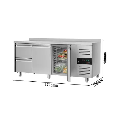 Холодильний стіл з бортом ЕСО- 1,8 x 0,7 m 2 висув.секції GGM Gastro KTS187AND#2T#2S