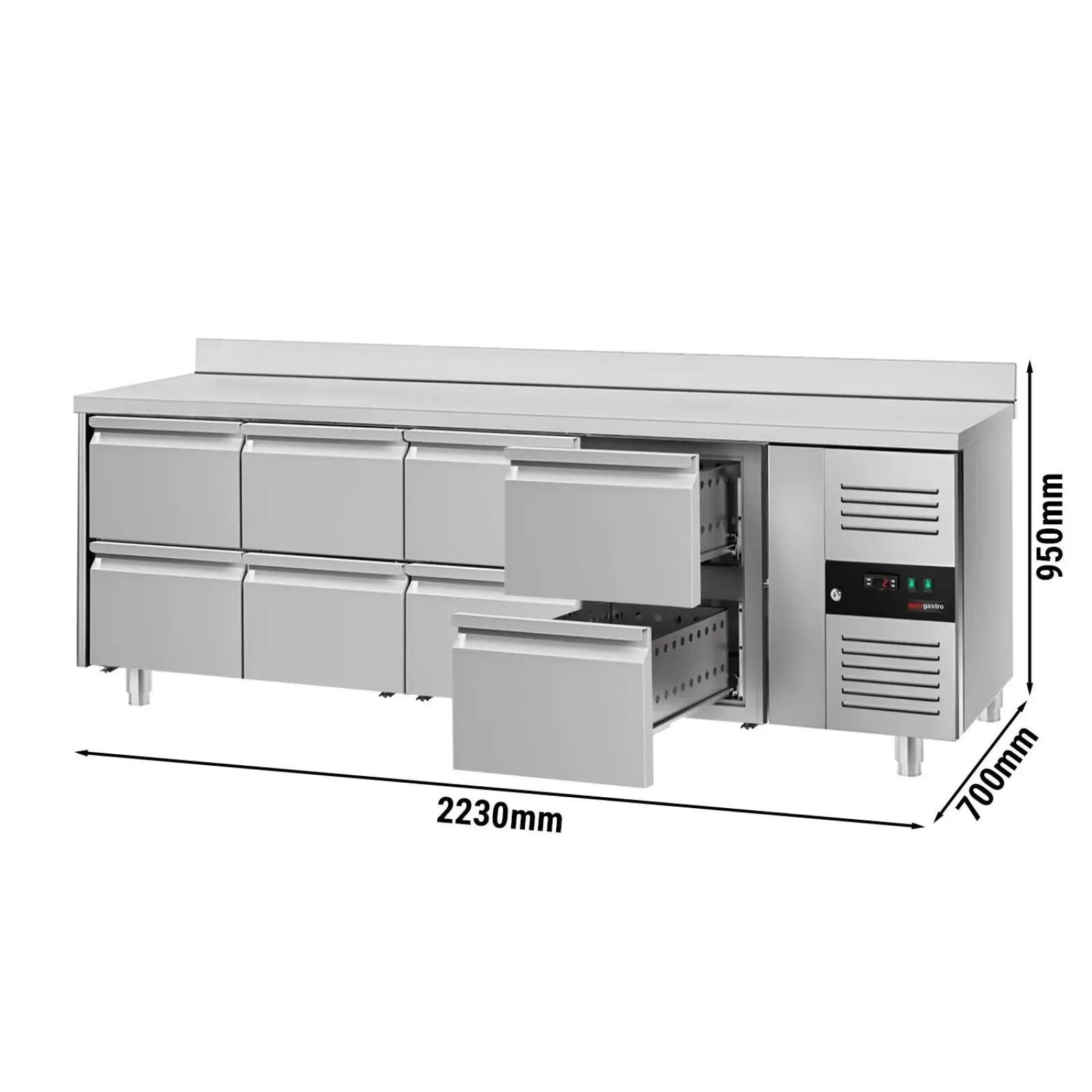 Холодильный стол c бортом ЕСО - 2,2 x 0,7 m 8 выдвиж.секции GGM Gastro KTS227AND#8S