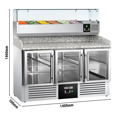 Холодильный стол с витриной PREMIUM - 1,4 x 0,7 m GGM Gastro POG147ND#AGG143ND#GT