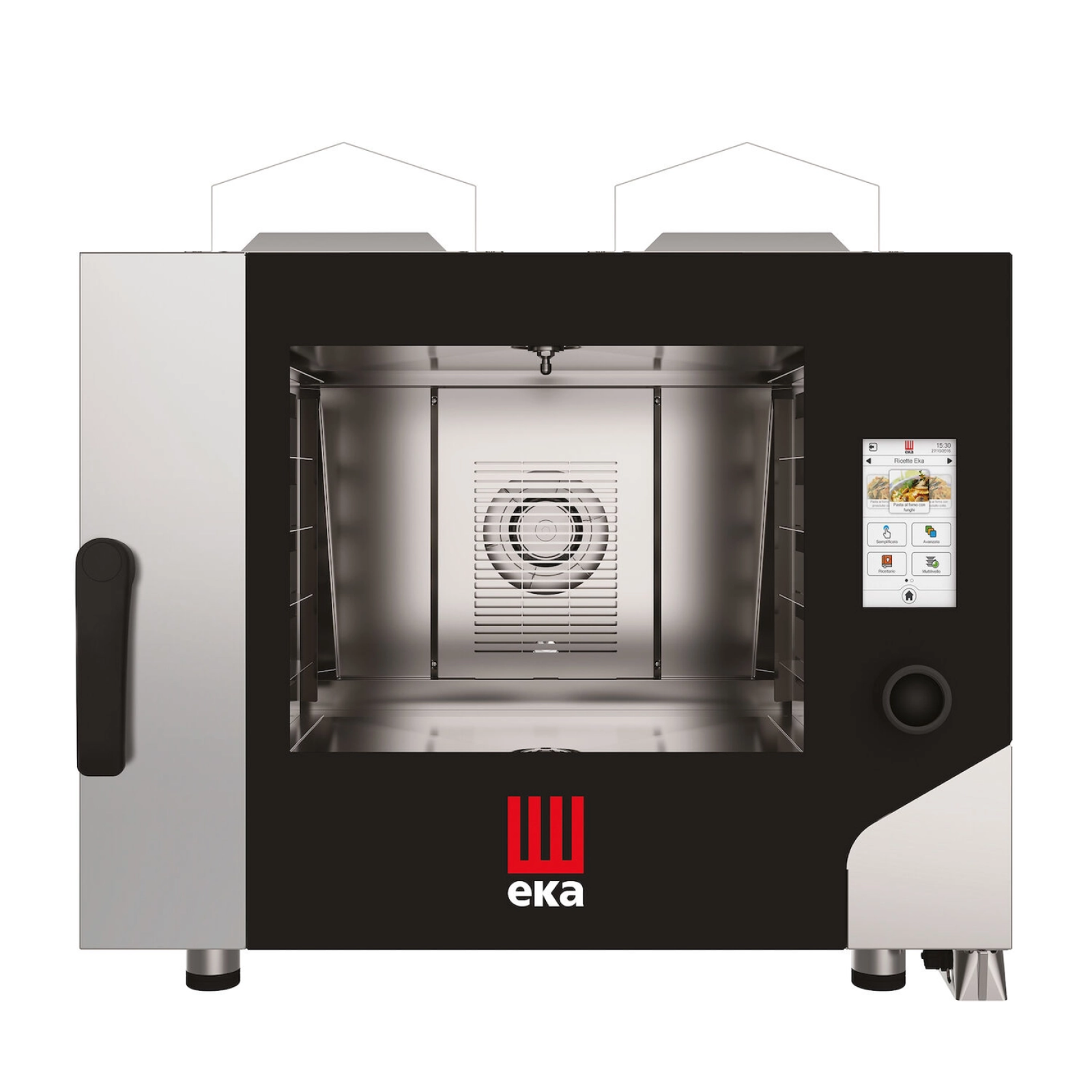 Конвекційно-парова газова піч Millennial Touch Screen Bakery з системою очищення, 4x 600x400мм - електронне управління, Tecnoeka, 9,3кВт, 850x1035x(H)800мм MKF464GTS Hendi Double pane glass;18/0 Stainless steel