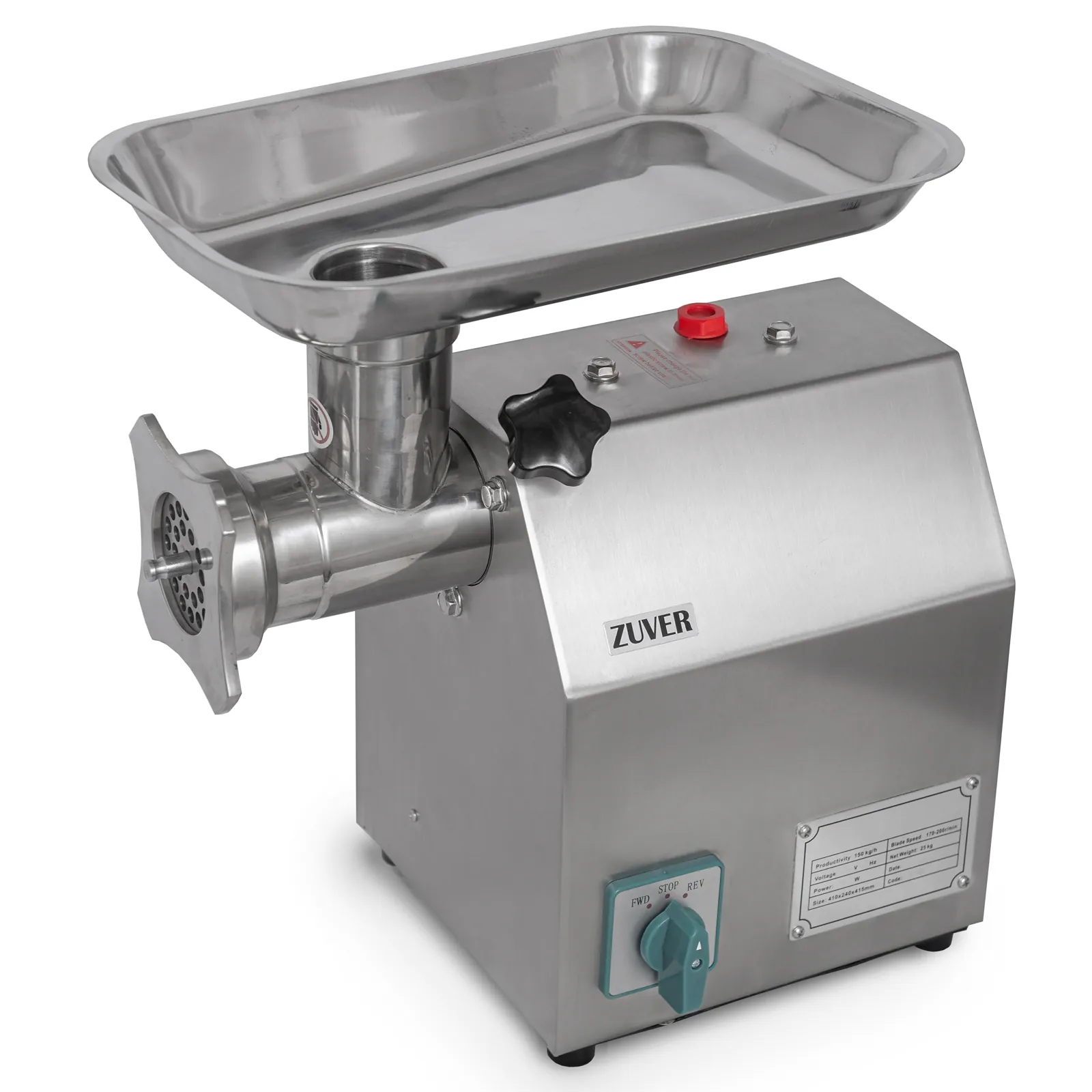 Мясорубка профессиональная ZUVER 12 Grinder LUX 850W Reverse мотор медный, горловина из нержавеющей стали - 3