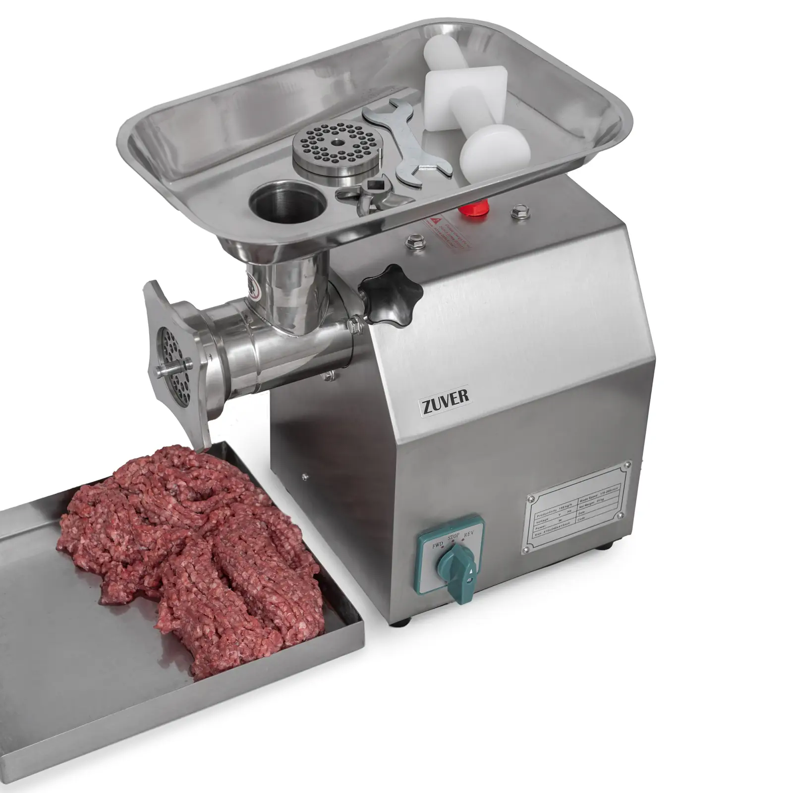 Мясорубка профессиональная ZUVER 12 Grinder LUX 850W Reverse мотор медный, горловина из нержавеющей стали - 2