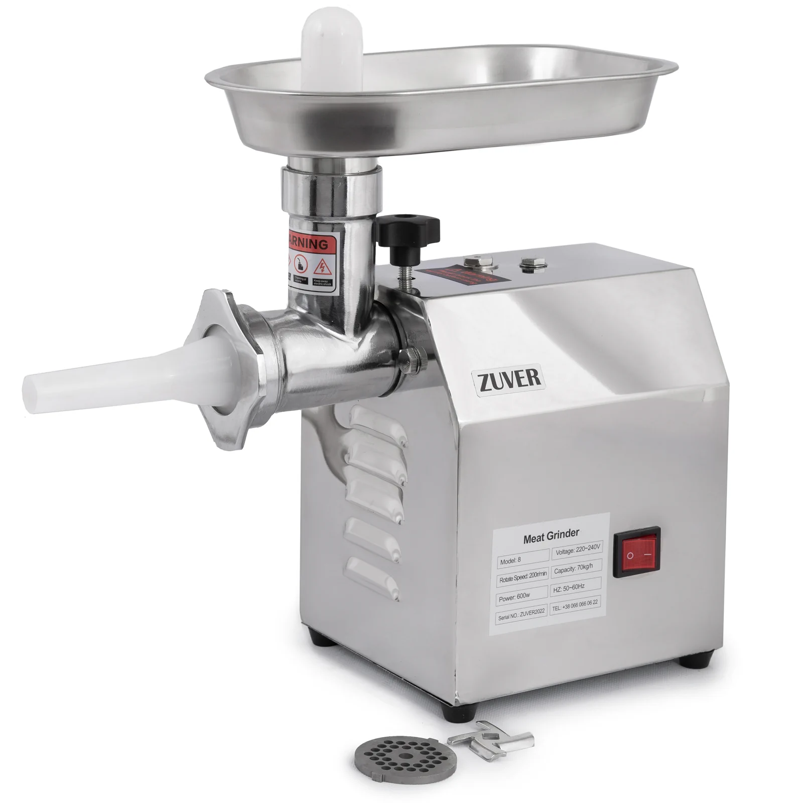 М'ясорубка професійна ZUVER 8 Grinder Profi Budget 600W мотор алюміній горловина зі сталі - 1