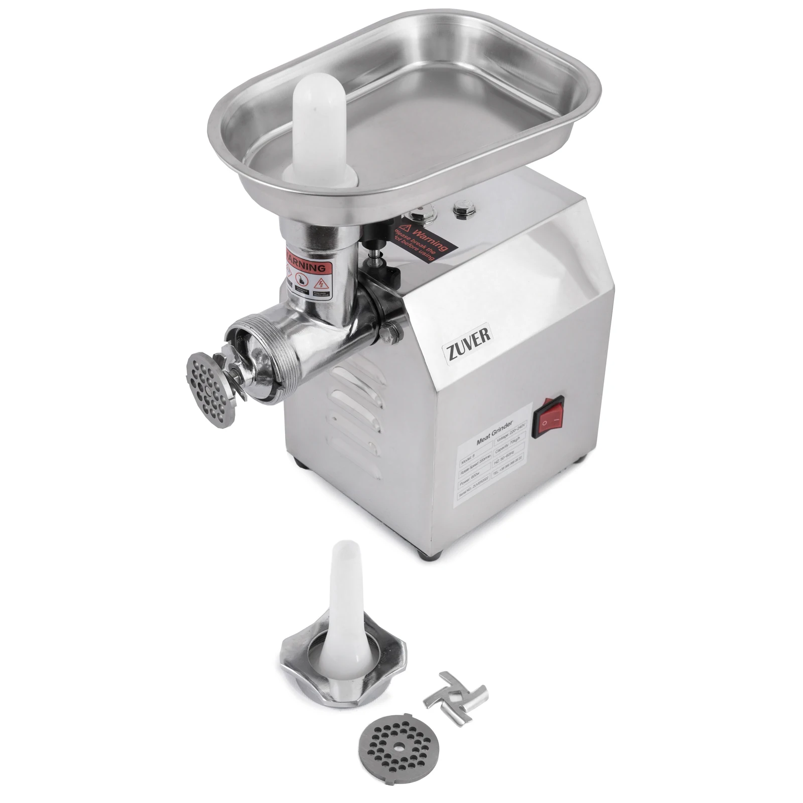 М'ясорубка професійна ZUVER 8 Grinder Profi Budget 600W мотор алюміній горловина зі сталі - 3