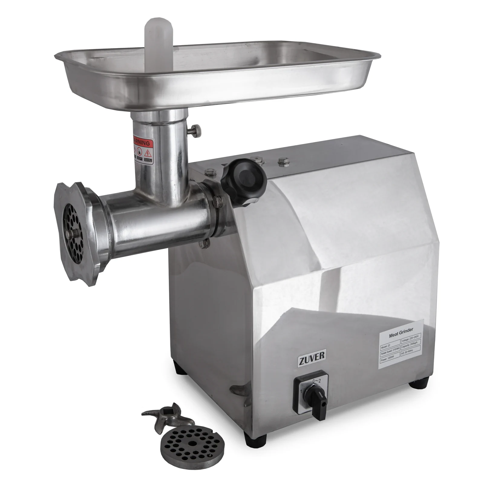 М'ясорубка промислова ZUVER 12 Grinder Profi 1100W мотор алюміній горловина з нержавіючої сталі - 1
