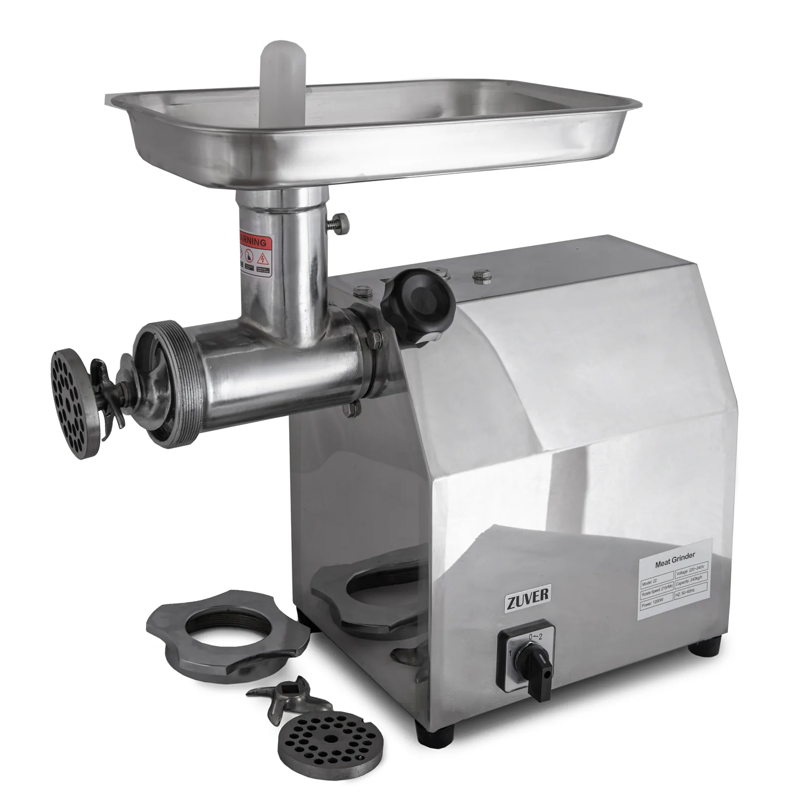 М'ясорубка промислова ZUVER 12 Grinder Profi 1100W мотор алюміній горловина з нержавіючої сталі