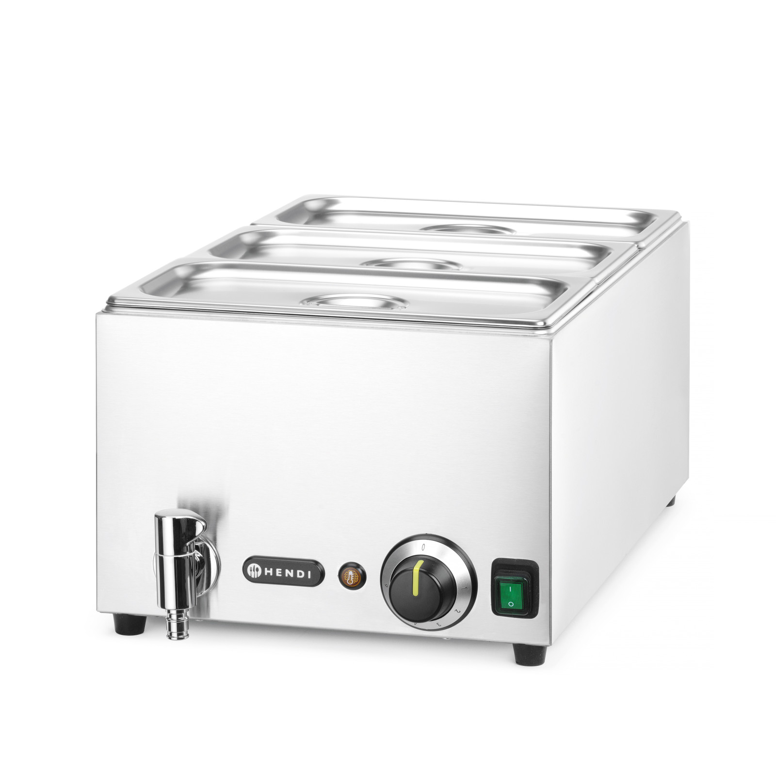 Марміт Bain-marie, зі зливним краном 1/1, 230В/1000Вт, 590x332x(H)242мм + гастроємність 3шт 1/3 100 238868 Hendi