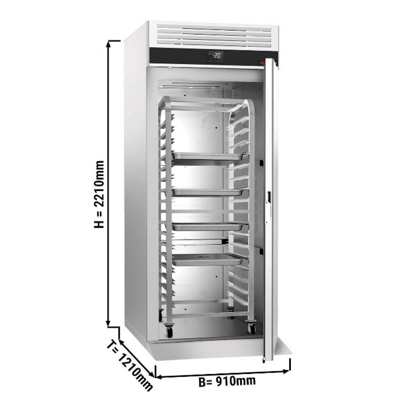 Морозильный шкаф для вкатных тележек (GN 2/1 + EN 600x400) - объем: 700 л / 1 дверь  GGM Gastro ETKF912T1
