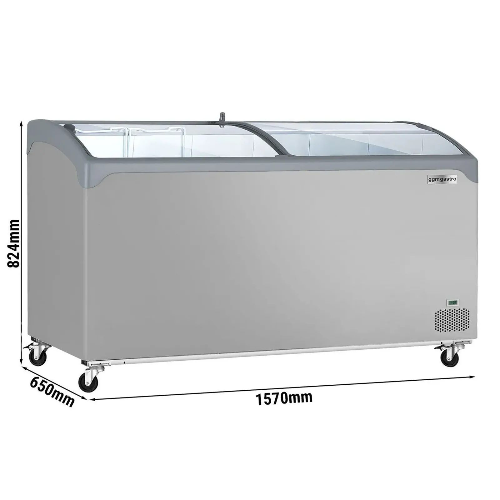 Морозильная ларь – 352 л – серый со стеклянной крышкой GGM Gastro TTG352GS