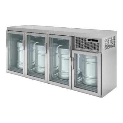 Охладитель бочек для пива - 2,1 x 0,6 m - из 4 стеклянных дверей GGM Gastro BGKDC4