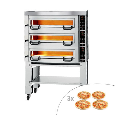 Печь для пиццы, 4+4+4 х 34 см, 3 камеры GGM Gastro 3#POP434E#HP4#UG4