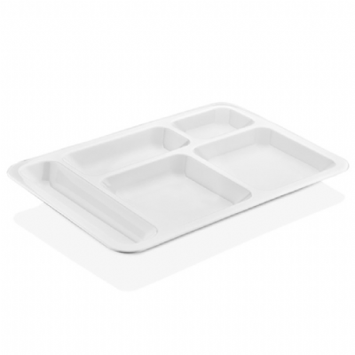 Піднос для їжі, 5 секцій, 379х298 мм GSS--0001 Gastro Plast PC Білий