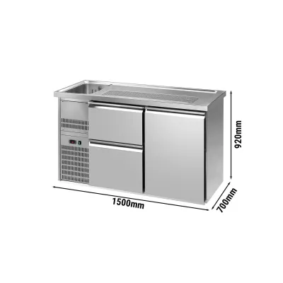 Пивной прилавок 1,5 x 0,7 м (1 дверца / 2 выдвиж.секции / 1 раковина) GGM Gastro BLA157#ETA#SBA2535