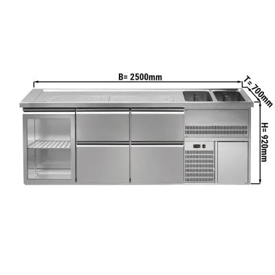 Пивний прилавок 2,5 x 0,7 м GGM Gastro BRA257