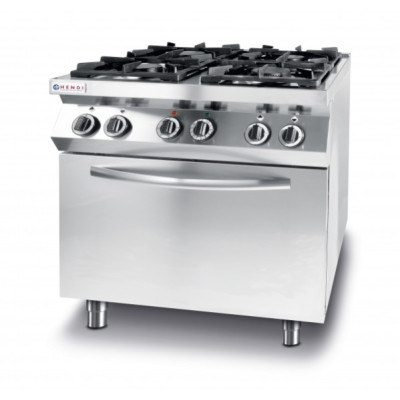 Плита газовая 4-х конфорочная Hendi 225882 Kitchen Line с электрическим конвекционным жарочным шкафом GN 1/1