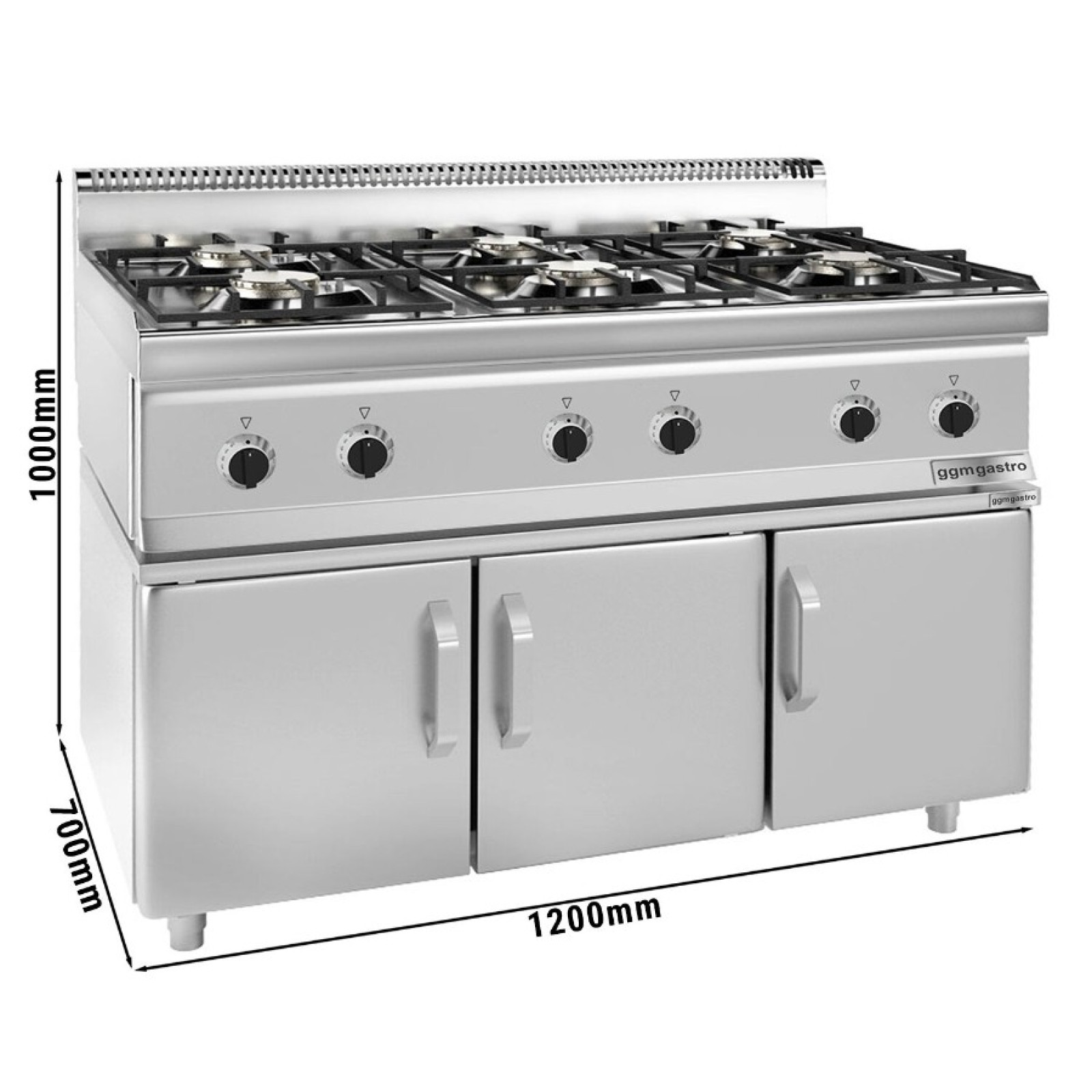 Плита газова з 6 конфорками GGM Gastro GHK1200-E#UBK1200-E