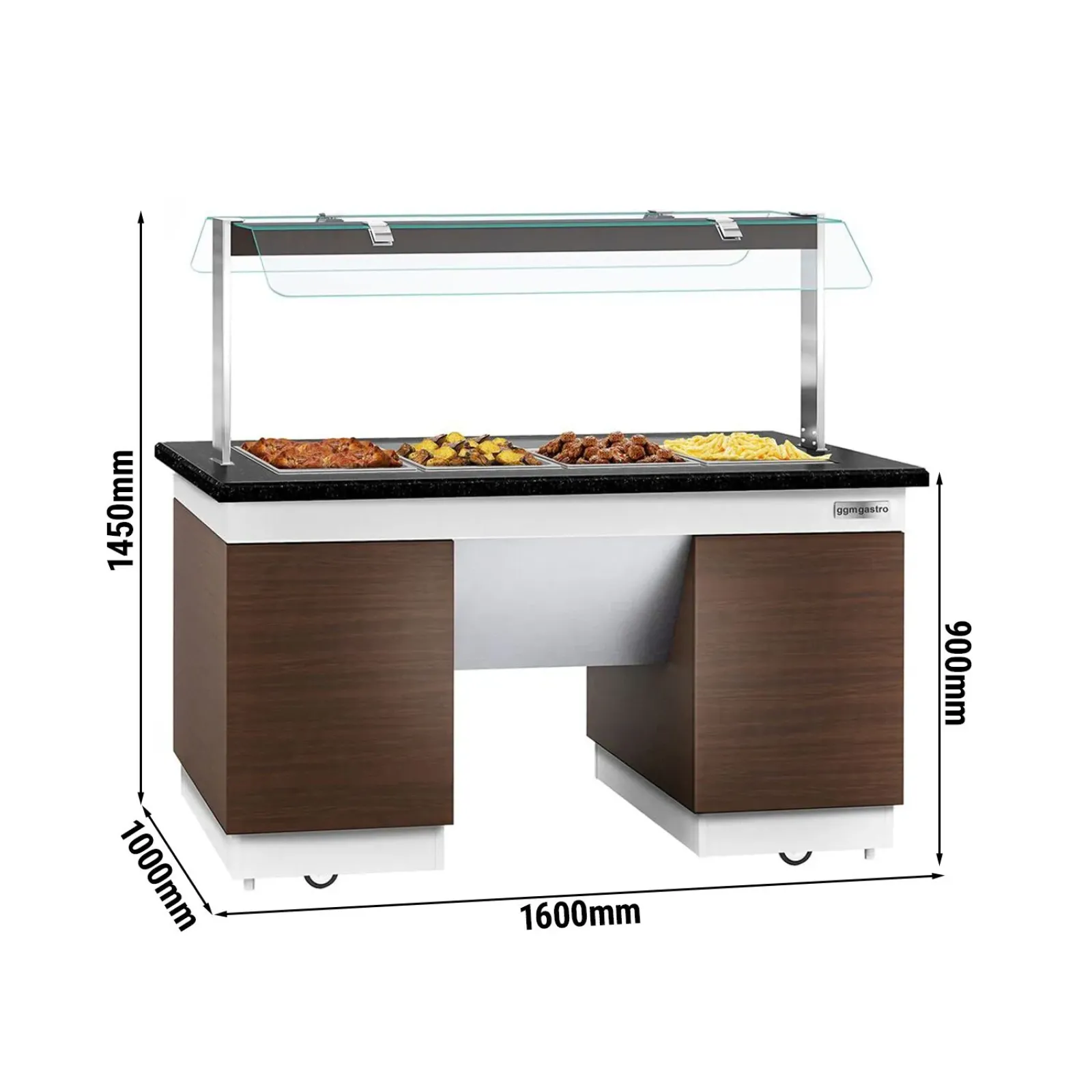 Салат-бар тепловой 1,6 x 1,0 м - 4 х GN 1/1 GGM Gastro BMIN119