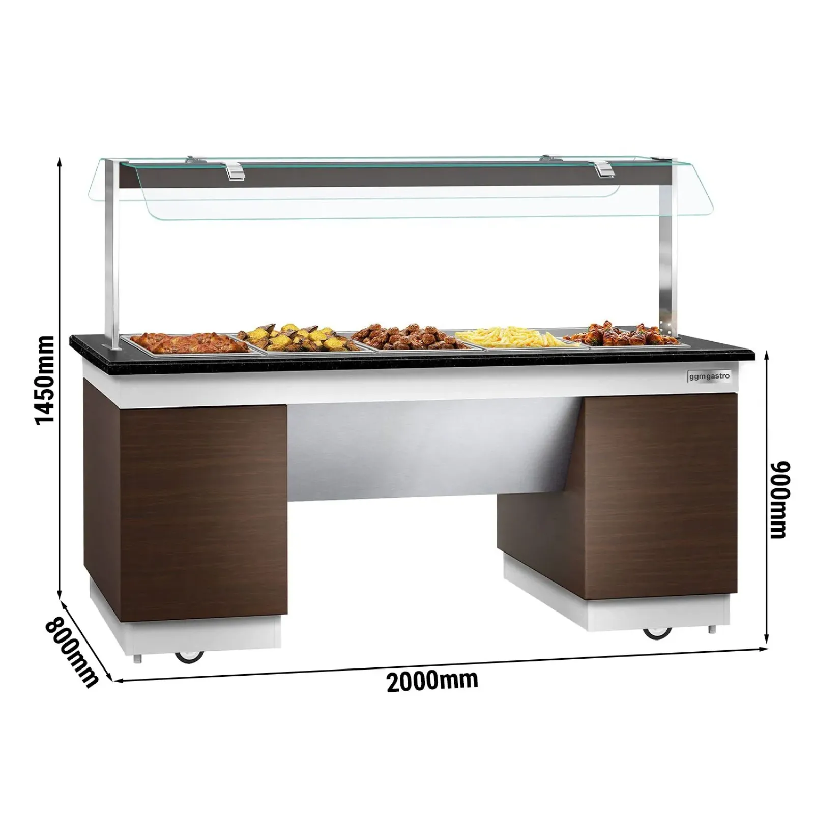 Салат-бар тепловой  2,0 x 0,8 м - 5 х GN 1/1 GGM Gastro BMIN289