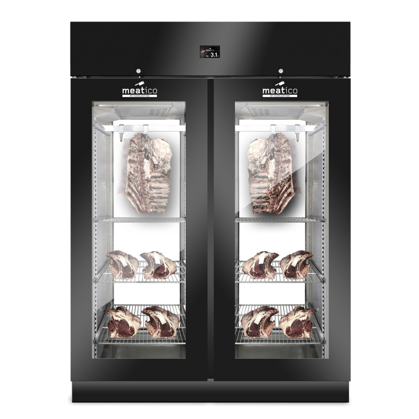 Шкаф холодильный Meatico AC9618 STG GREEN MEAT 1500 BLACK PANORAMA
