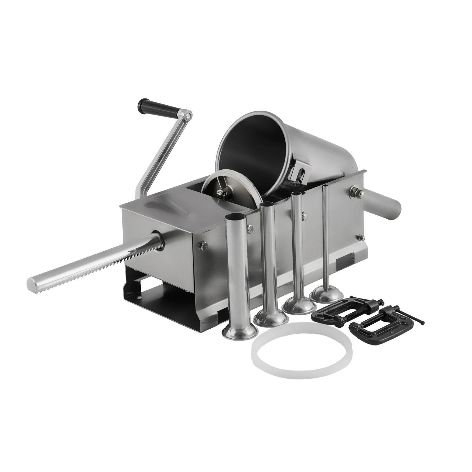 Шприц колбасный ZUVER Stuffer Horizontal 3 (SH-3) корпус нержавеющая сталь S/S201 (премиальная марка), крепкие шестерни, 2 скорости, 5 насадок, 2 уплотнительных кольца - 6