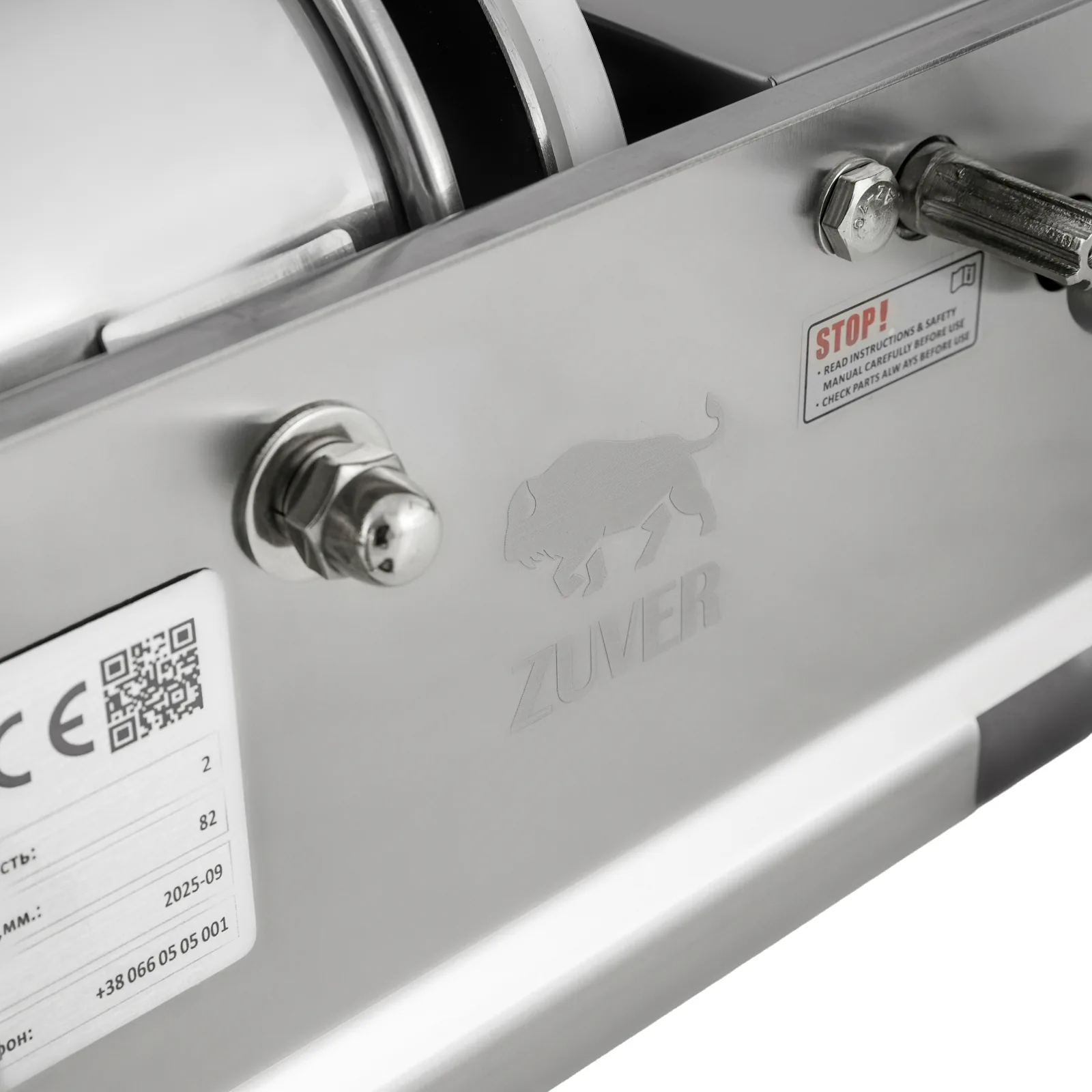 Шприц колбасный ZUVER Stuffer Horizontal 3 (SH-3) корпус нержавеющая сталь S/S201 (премиальная марка), крепкие шестерни, 2 скорости, 5 насадок, 2 уплотнительных кольца - 4
