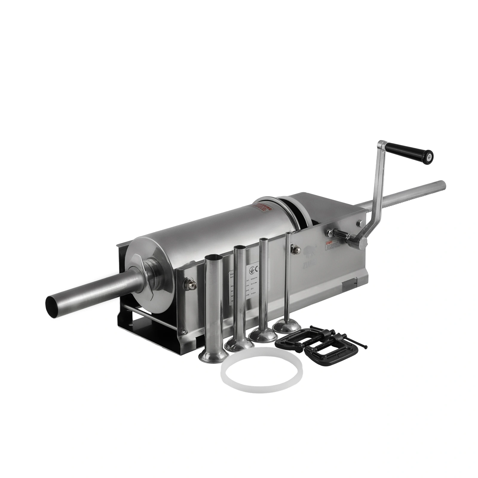 Шприц ковбасний ZUVER Stuffer Horizontal 5 (SH-5) корпус нержавіюча сталь S/S201 (преміальна марка), міцні шестерні, 2 швидкості, 5 насадок, 2 ущільнювальні кільця - 6