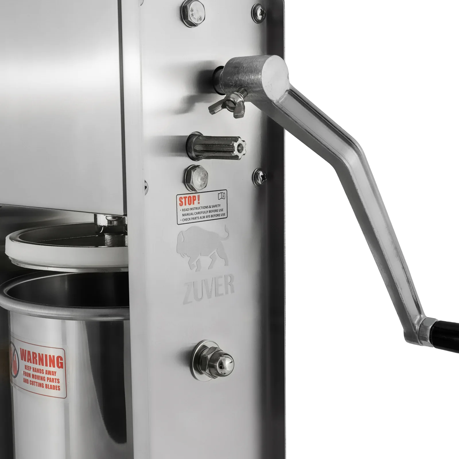 Шприц ковбасний ZUVER Stuffer Vertical 5 (SV-5) корпус нержавіюча сталь S/S201 (преміальна марка), міцні шестерні, 2 швидкості, 5 насадок, 2 ущільнювальні кільця - 4