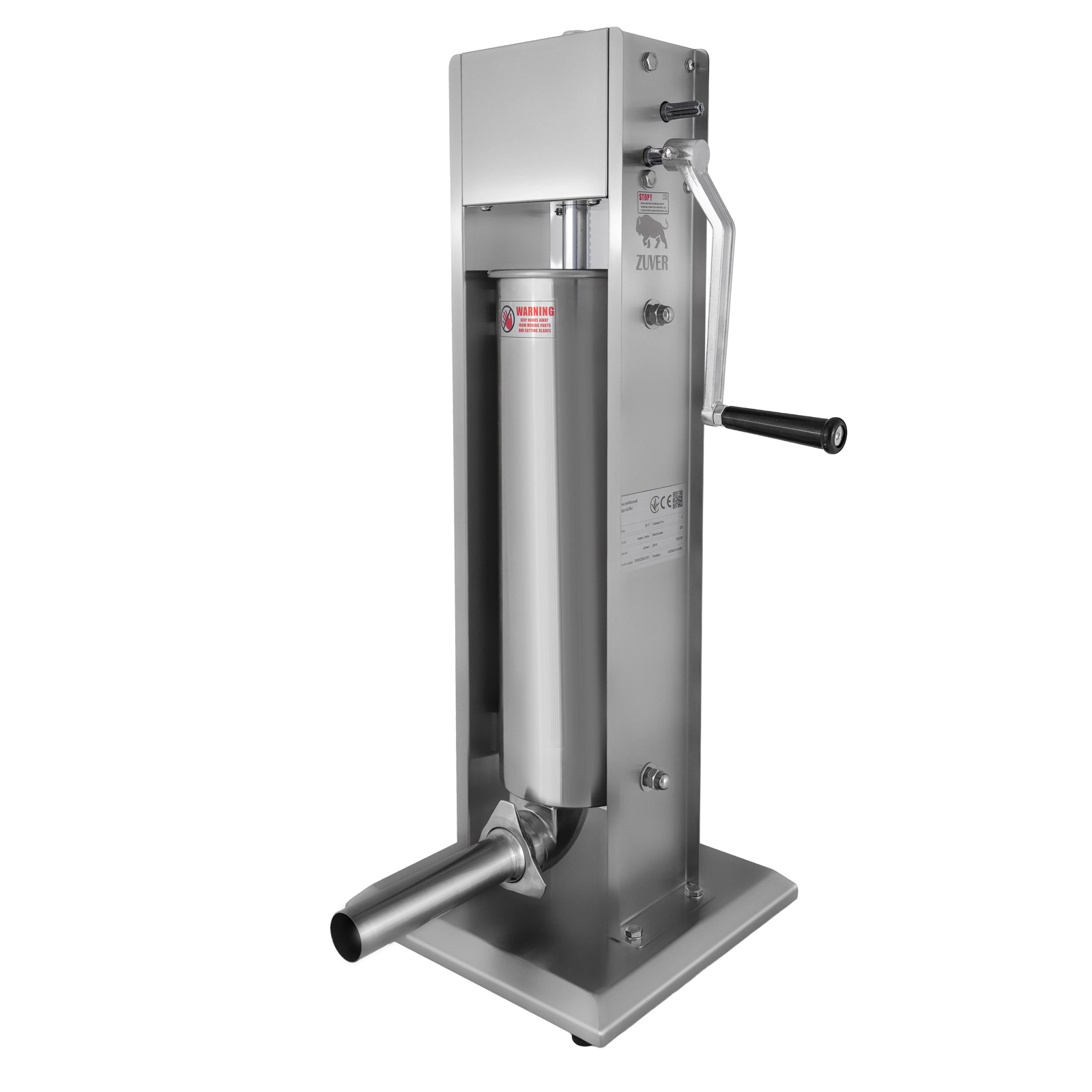 Шприц ковбасний ZUVER Stuffer Vertical 7 (SV-7) корпус нержавіюча сталь S/S201 (преміальна марка), міцні шестерні, 2 швидкості, 5 насадок, 2 ущільнювальні кільця - 2