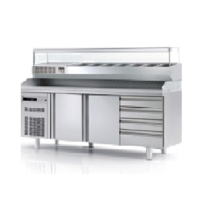 Стол пиццерийный Coreco FP80-200-R290+DRAWERS+CASTORS