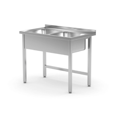 Стол с двумя раковинами без полки 1000x600x(H)850 815007 Hendi Stainless steel