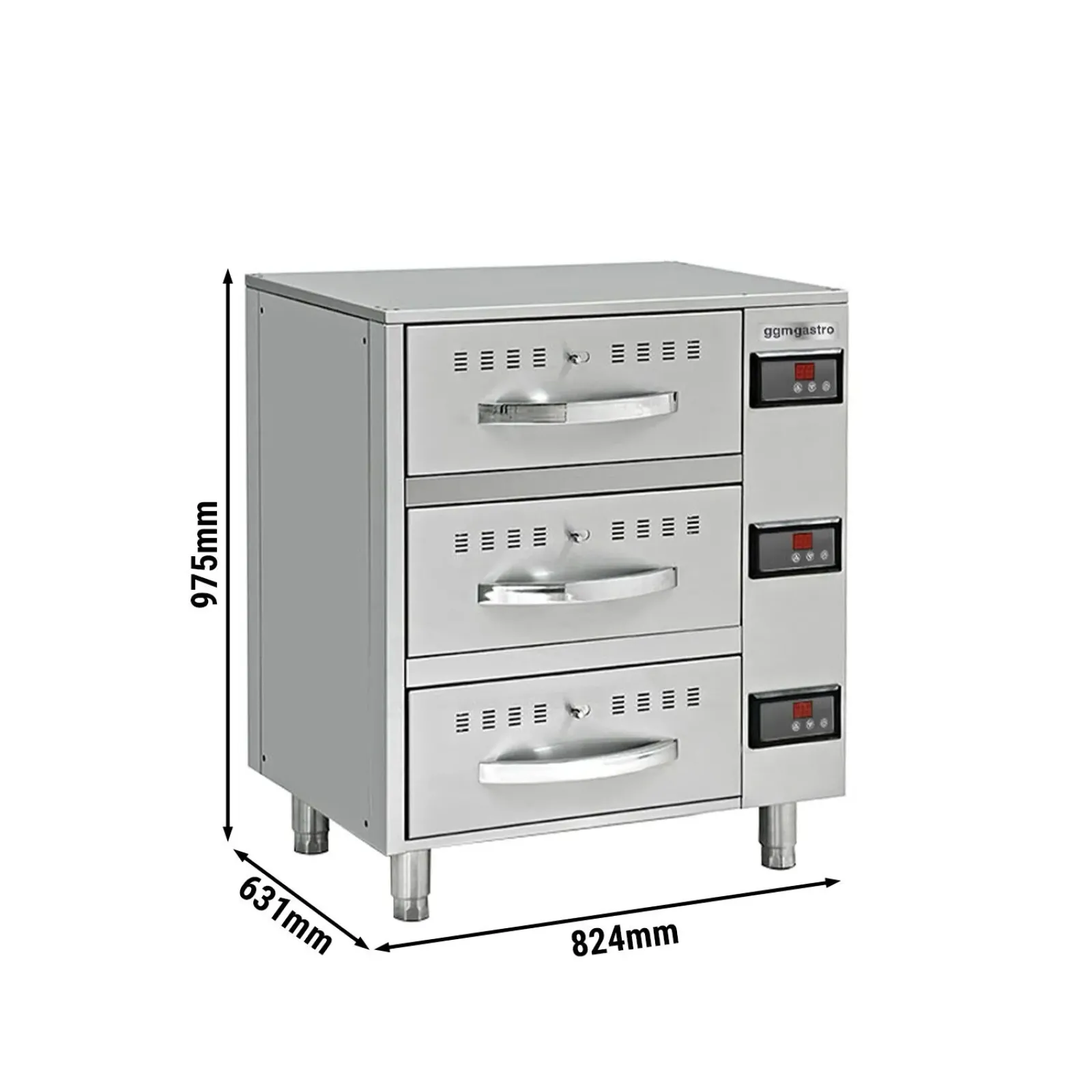 Тепловая шкаф - 3 выдвижн.секции - 0,82 м - GN 1/1 GGM Gastro WSE3S